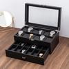 24-Piece Double Layer Carbon Fiber Watch Storage Box