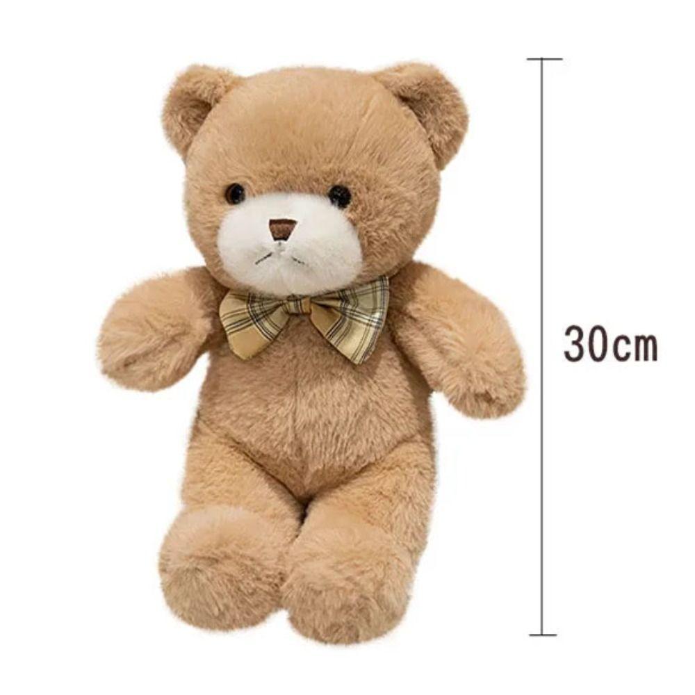 Fluffy Colorful Bow Tie Bear Doll Soft Animal Bear Doll Pillow  Decorate Present