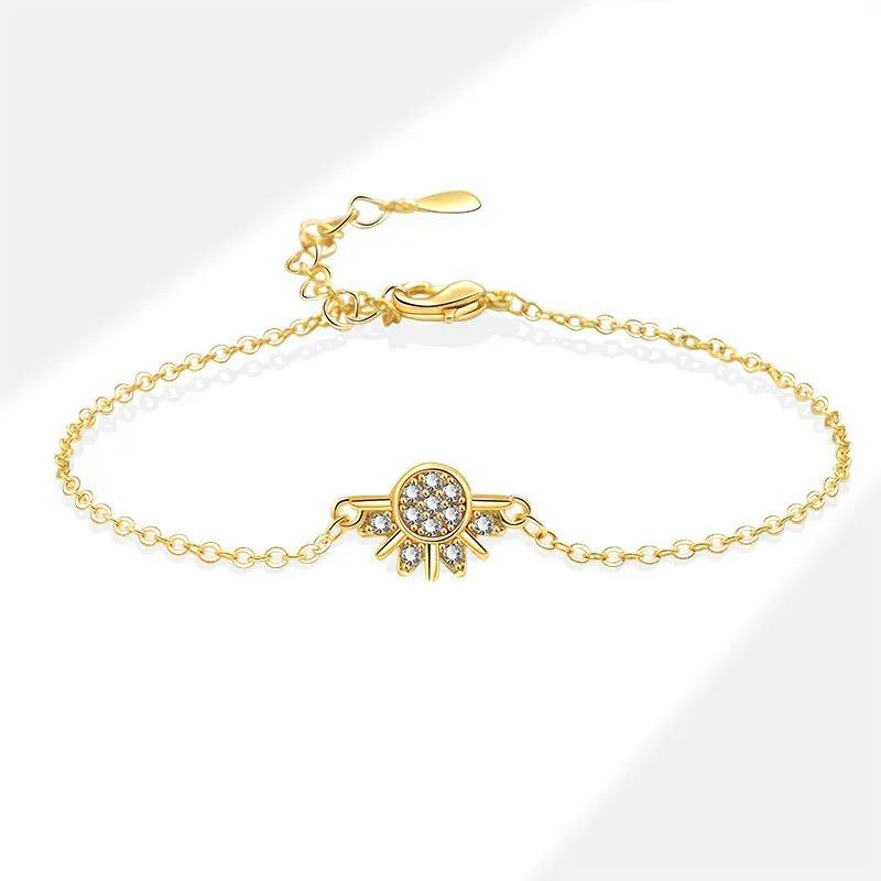 

2Pcs Sparkling Lovers Cubic Zirconia Sun and Moon Bracelet for Women Adjustable Couple Bracelets Set Party Wedding Zircon Gift