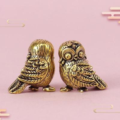 1 Stück Retro Vogel Tierfiguren Mini Eulenstatue Metall Messing Tee Haustier Tischornament Heimdekorationszubehör Miniaturen Handwerk