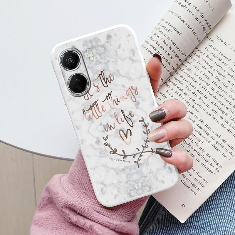 For Redmi 13C Pink Gold Marble Art Fashion Phone Case Soft Silicone Fundas Cover For Redmi13C 13 C Coque Matte Shockproof Bumper