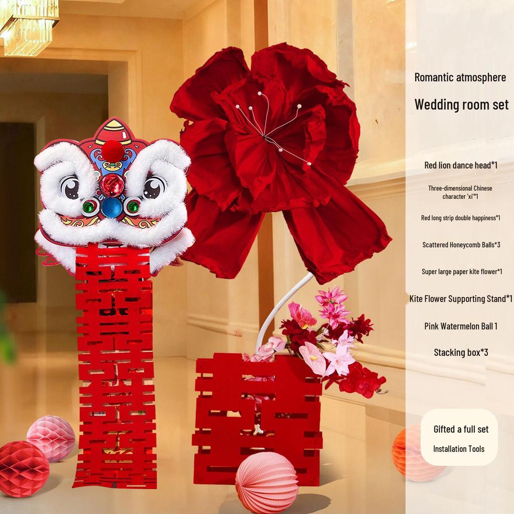 Wedding Decoration Set: Bride’s Bedroom, Living Room & Photography Props with Origami Lion Ornaments