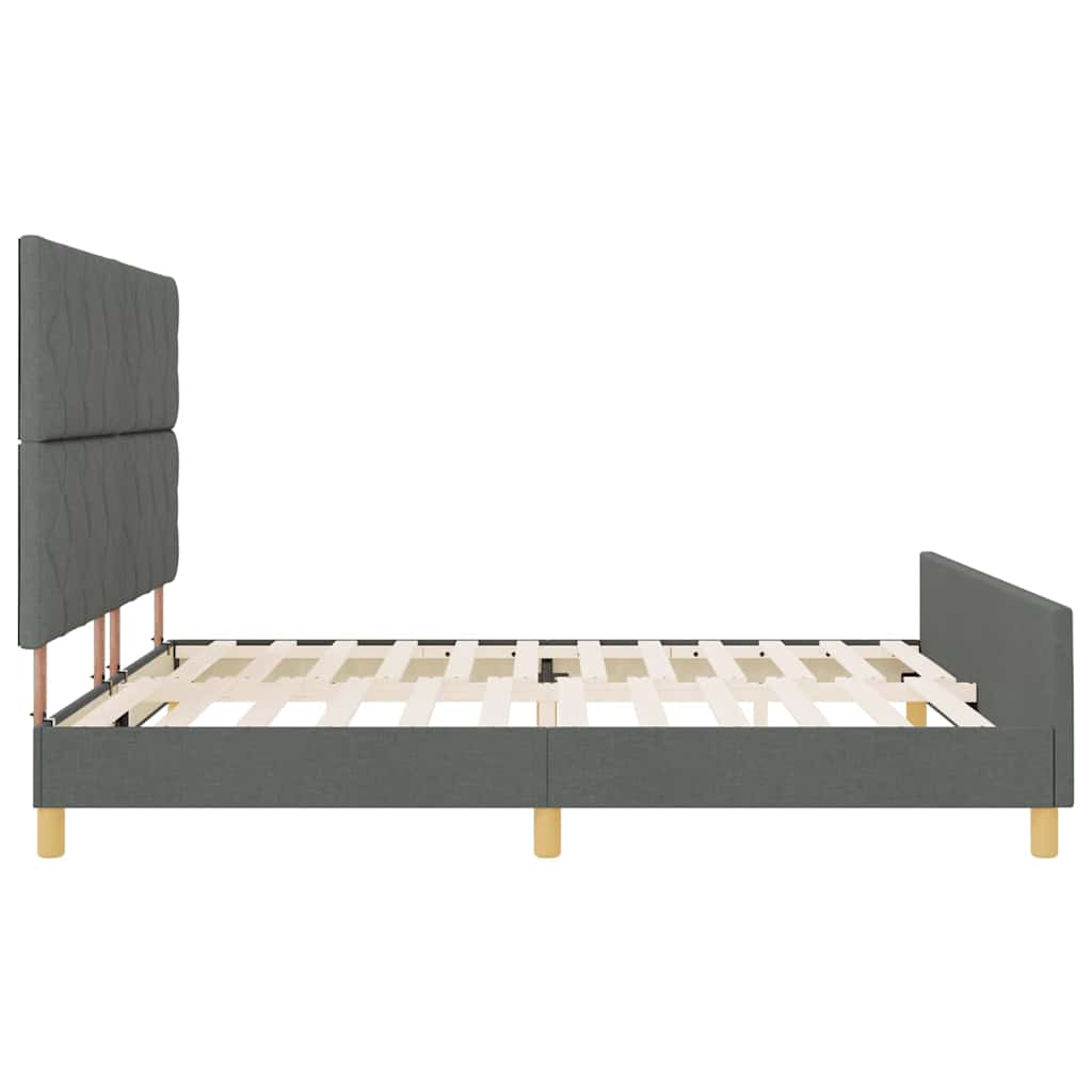 Bed Frame with Headboard Dark Gray 180 x 200 cm Fabric