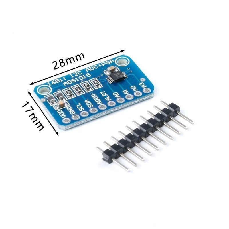 ADS1015 12 Bit I2C ADC Module with Programmable Gain Amplifier for Beginner Electronic Learning DIY Practice Projects