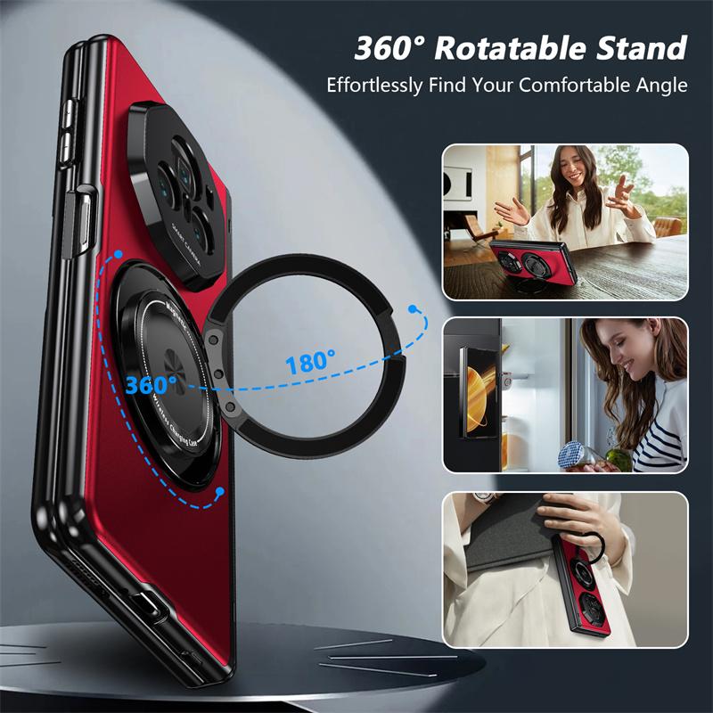 Matte Solid Color Phone Case for Honor Magic V3 v3 Hard Shell Protection Shockproof Film Protector with Holder Cover