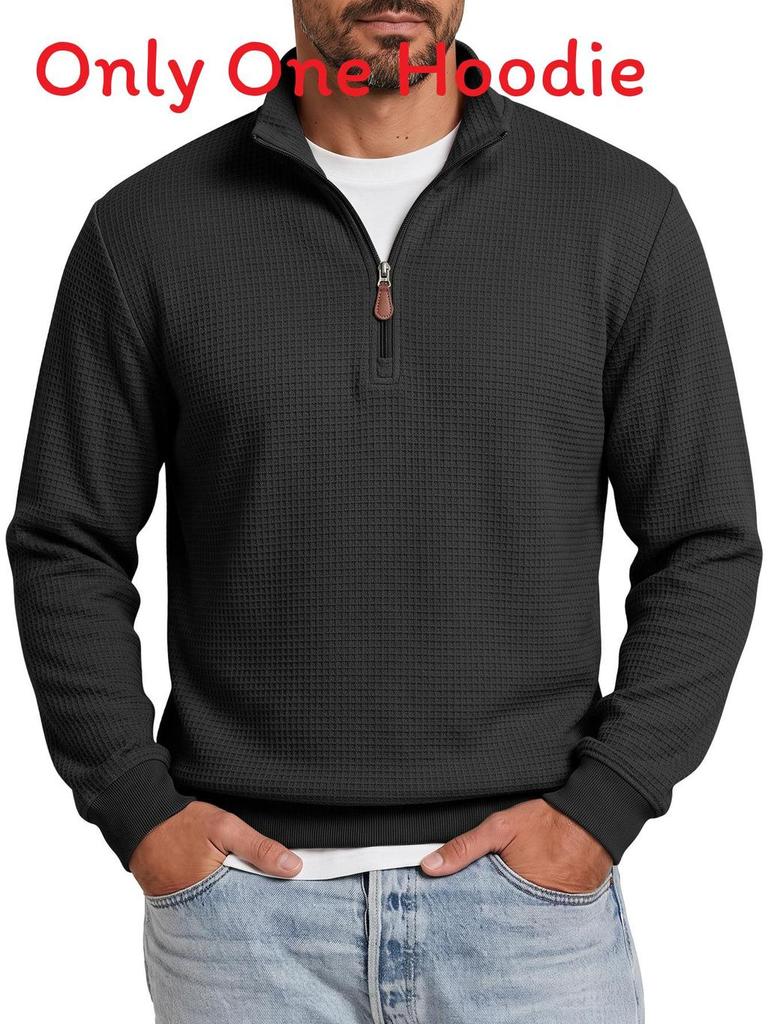 Polyester Pullover mit langen Ärmeln, Rundhalsausschnitt und Reißverschluss für legere Herrenmode