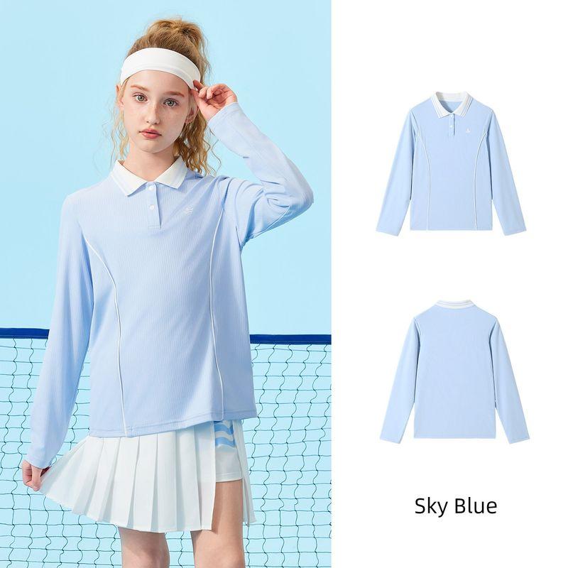 Navigare Italian Small Sailboat Kidsren s Polo Shirt 2026 Spring New Girls  Long-Sleeved Sports Top Spring Leap - Sky Blue 140