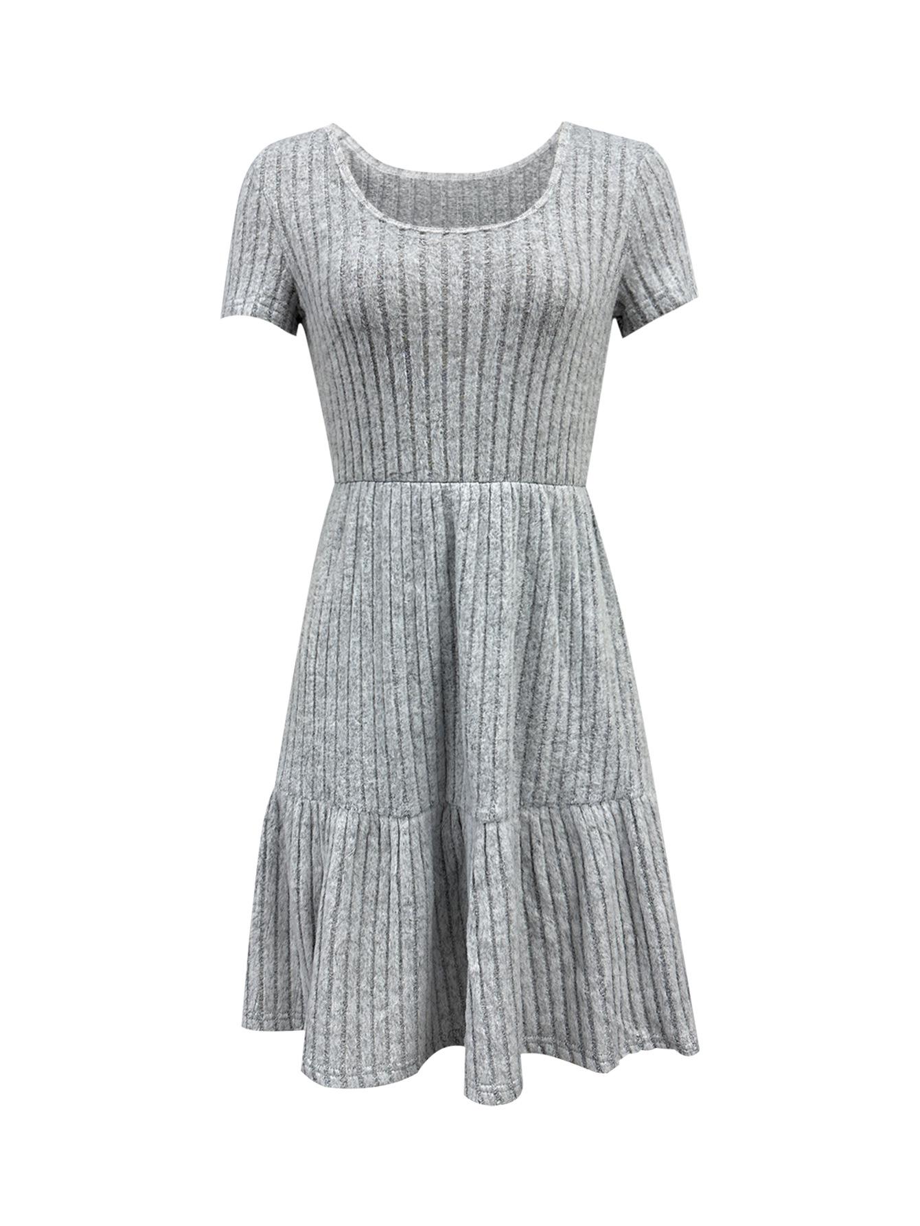 

Европейское и американское новое женское облегающее платье с коротким рукавом Extra Large серый