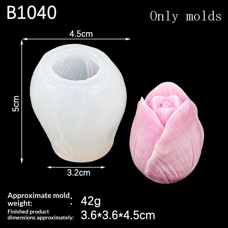 1Pcs Handmade Scented Candle Plaster Resin Molds Diy Flowers Tulip Rose Silicone Mold Cookies Chocolate Candy Baking Tool