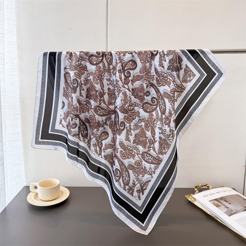 Cashew Print Imitation Silk Scarf Square Scarf High-End Shawl Versatile Neck Small Square Scarf Headscarf Scarf Women