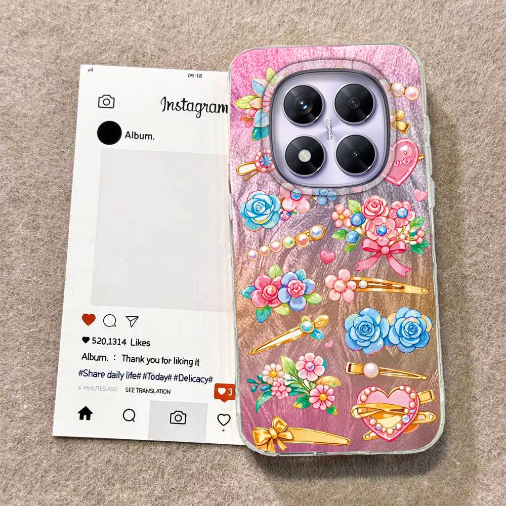 Blue Bow Green Heart Love Phone Cases For Xiaomi Redmi Note 14 13 Pro 14C 13C A5 A4 A3 4G 13T 14T Silicone Couple Fundas Cover