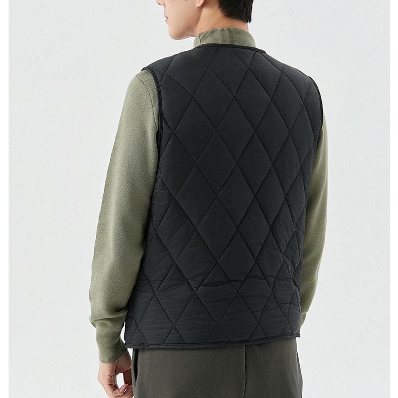 GMXIA Męska jesienno-zimowa ciepła kamizelka plus polar dla młodych i w średnim wieku, kieszeń wewnętrzna, męska krótka kamizelka zapinana na guziki w romby