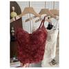 Women Fleece Lined Lace Cami Top With Fixed Cup Beauty Back Camisole Thermal Tank Top Inner Wear Underwear For Autumn Winter