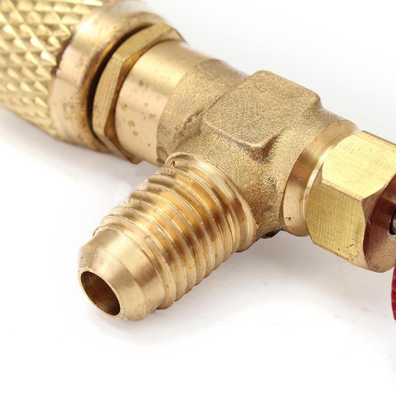 R410A Copper Flow Control Valve for Refrigerant Charging Hose Red Knob