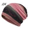 Retro Geometryczny Nadruk Bluza Damska Geometryczna Luźna Czapka, Codzienna Miękka Elastyczna Czapka Beanie Termiczna na Zimę, Ciepłe Nakrycie Głowy na Chemioterapię, Outdoor