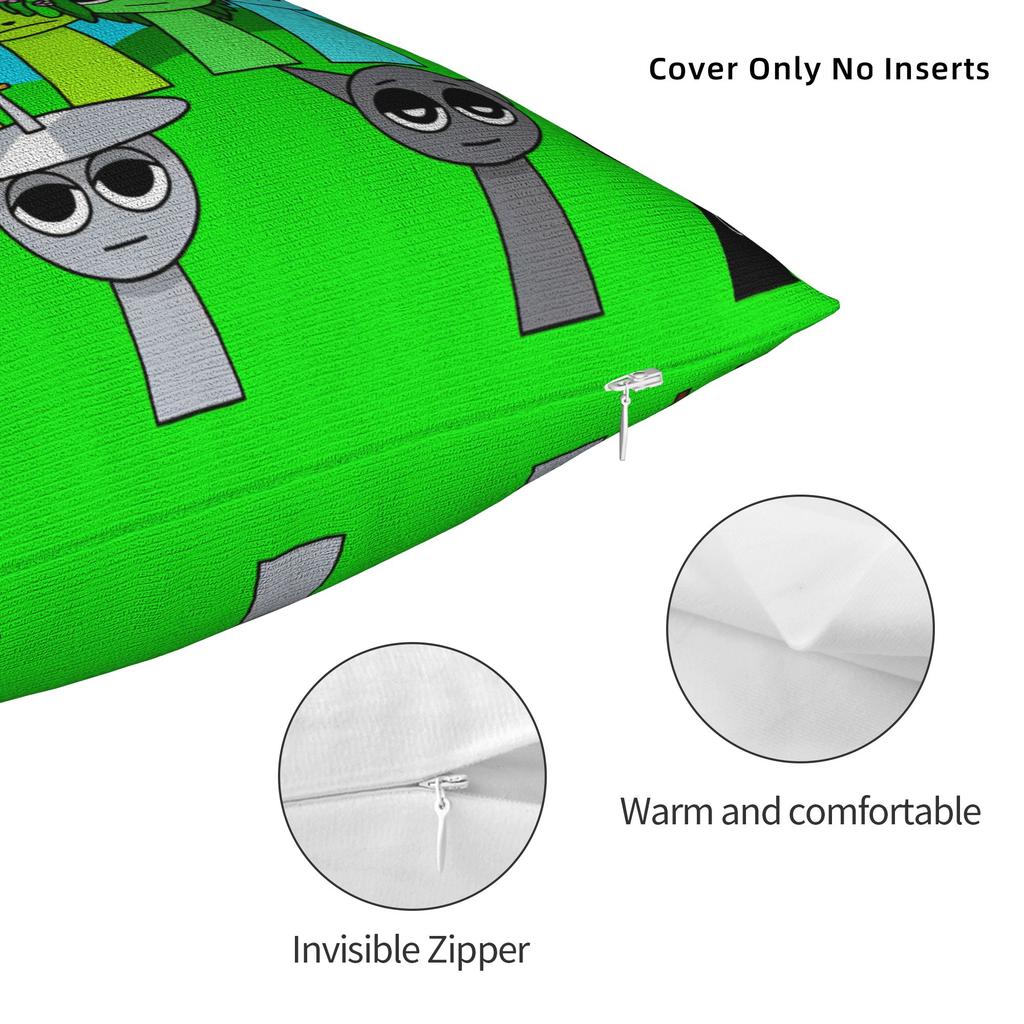 Sprunki Game Square Pillowcases Polyester Couch Anime Music Cushion Case Cute Decorative Pillowcase 40*40