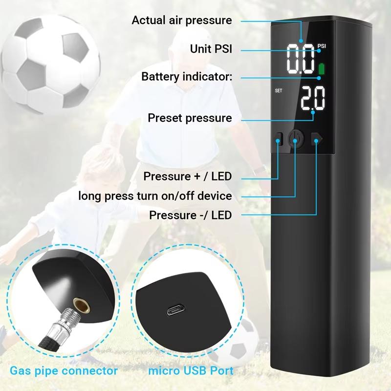 Electric Pump For Balls Fast Inflation Portable Low Noise Powerful Air Ball Pump USB Intelligent LCD Display Screen