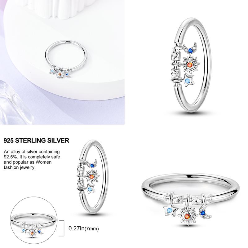 New S925 Sterling Silver Ring Women Eternal Love Dewdrop Stone Glow-in-The-Dark Firefly Ring Fashion Engagement Wedding Jewelry