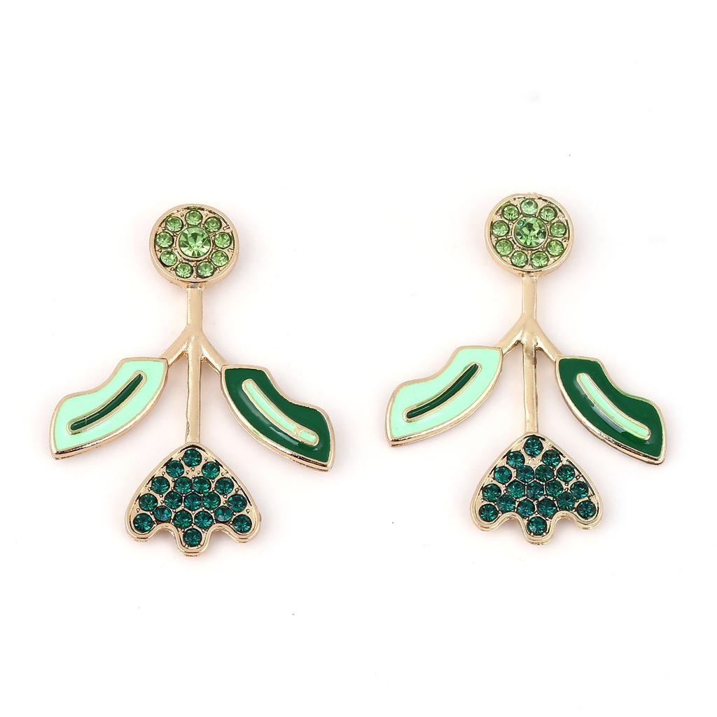 The New and Fashionable Creative Upside-down Tulip Alloy Floral Diamond-encrusted Earrings Are Versatile