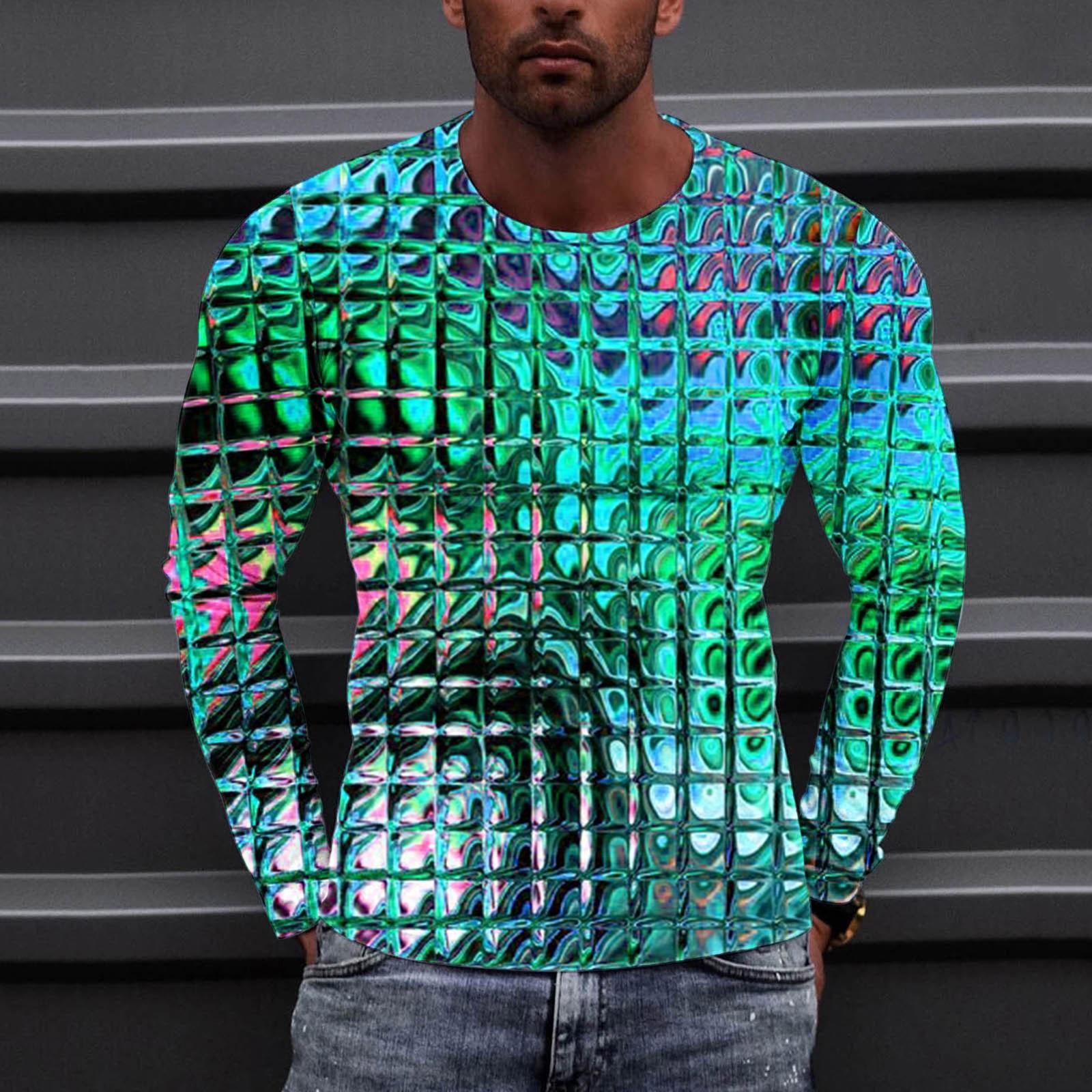 

Муж. Футболка Круглый вырез Одежда Одежда На открытом воздухе Длинный рукав С принтом Модельер Винтаж XXL циан