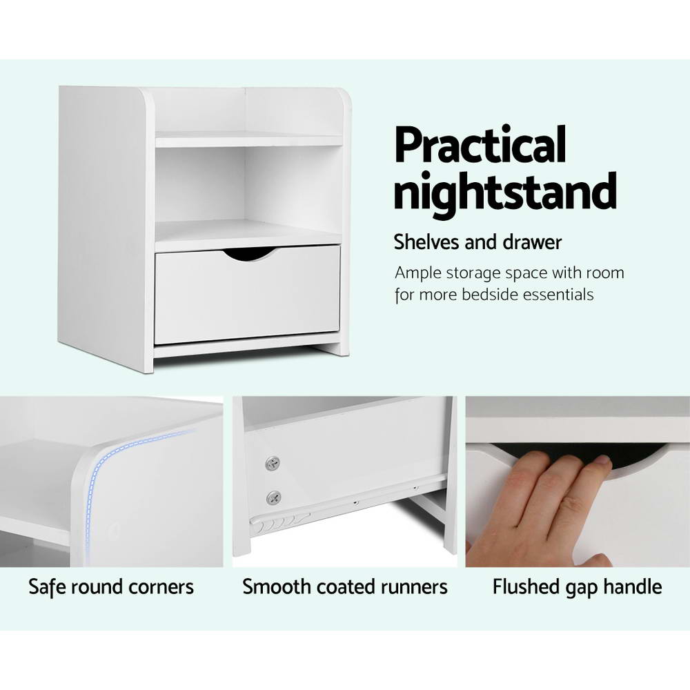 Bedside Tables Artiss Bedside Table Drawer White