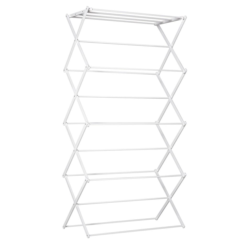 Foldable Clothes Airer 8-Tier Drying Rack, Tower Dryer, Tower Clothes Airer, Drying Stand, Metal Plastic White 74 X 35 X 144 Cm