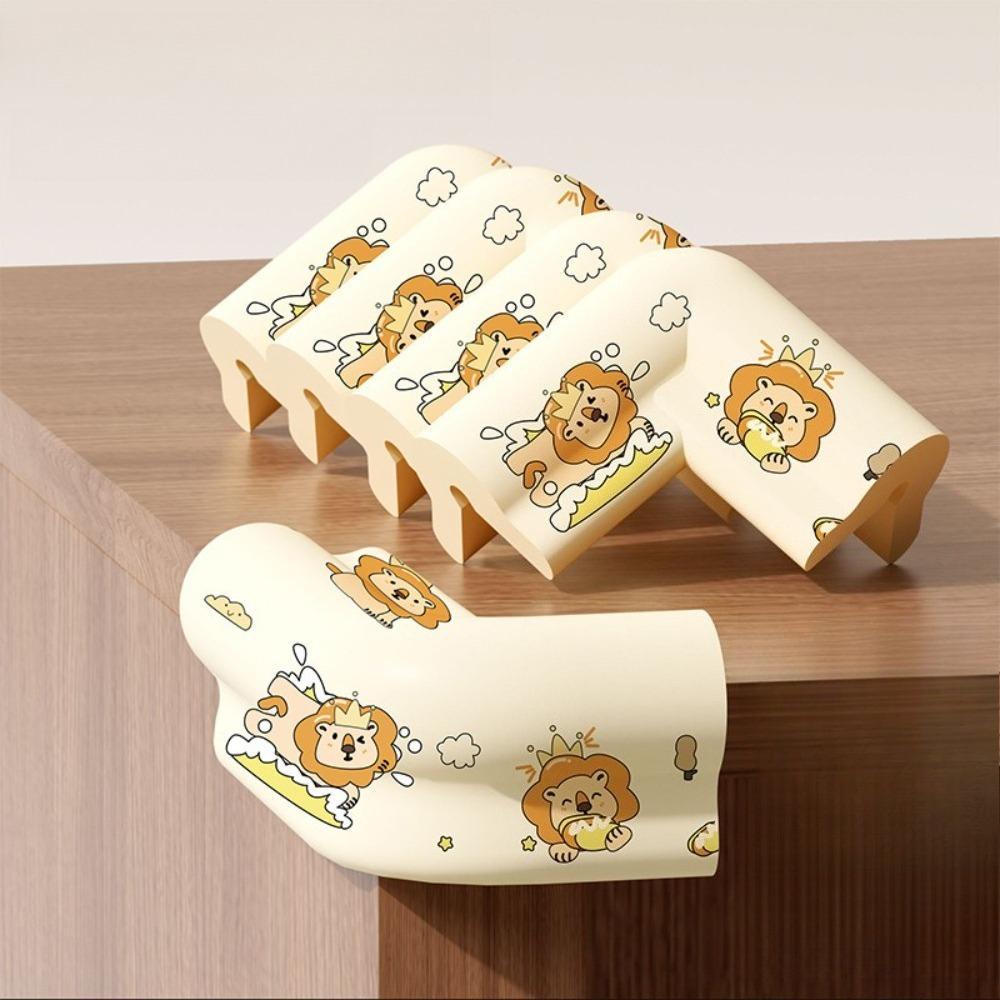 5Pcs Self-adhesive Anti Collision Cushion Cartoon Pattern Wall Corner Protector  Children Beige Lion