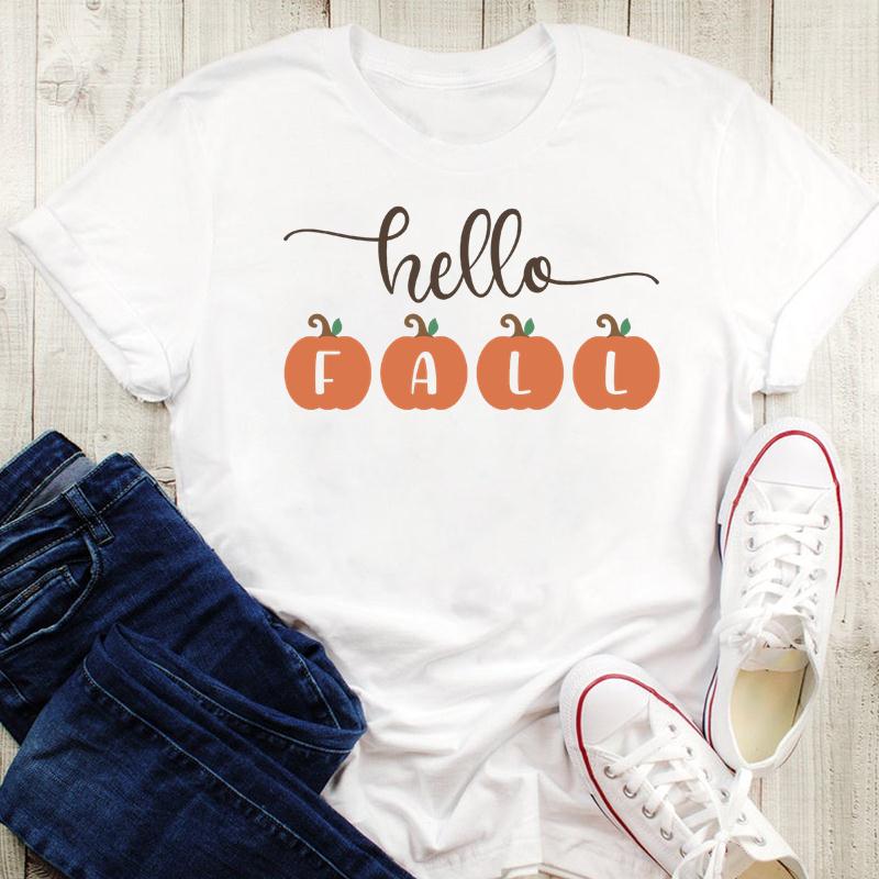 Damesebluse Grafisk trykk Gresskarstil Kaffe Krydder T-skjorter Høst Høst Halloween Oversized T-skjorte Dame 90-talls Tegneserie Topper