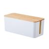 Minimalist Cable Management Box with Bamboo Lid