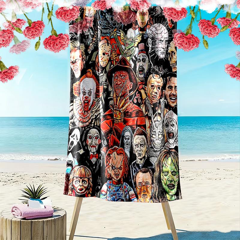 Telo Mare con Stampa Film Horror, Grande Morbido Asciugatura Rapida per Spiaggia Campeggio Nuoto