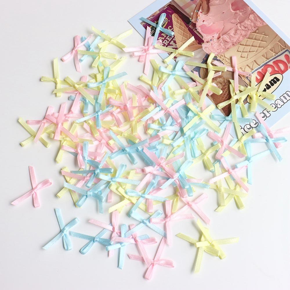 100pcs Mini Ribbon Bows Solid Color Gift Wrapping Bowknot Flowers Bows Ties  DIY Craft Scrapbooking