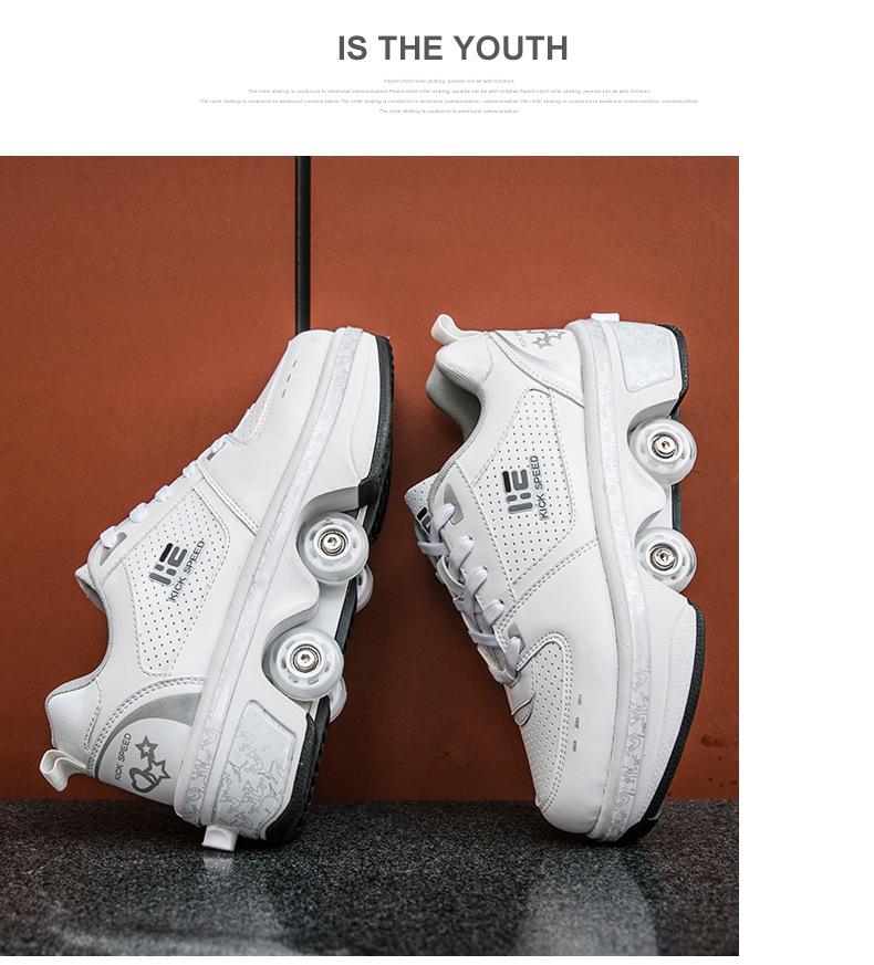 Roller Shoes with Wheels: Parent-Child Transformable Skating Shoes for Men, Women, and Children with Inline Skating and Night Glow Features.