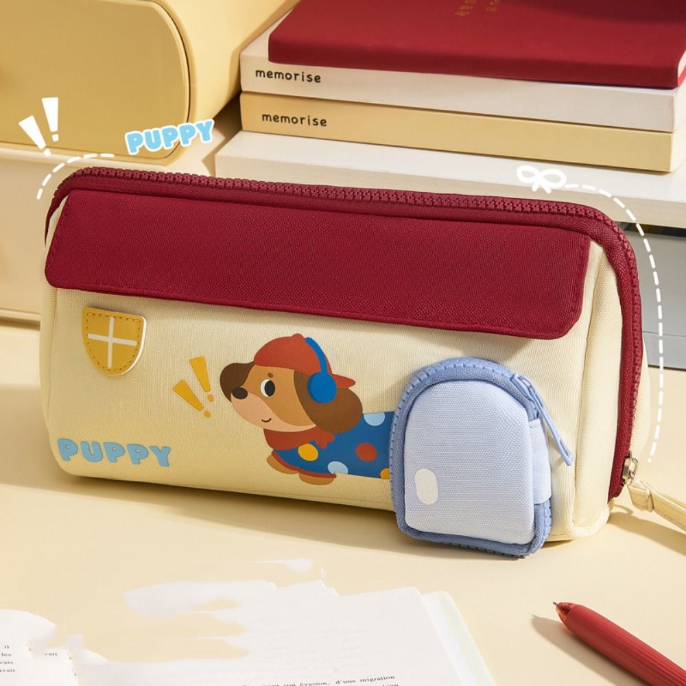 House Shape Stationery Storage Bag Dirty-proof Pen Organizer Pouch Dachshund Pencil Bag  Student