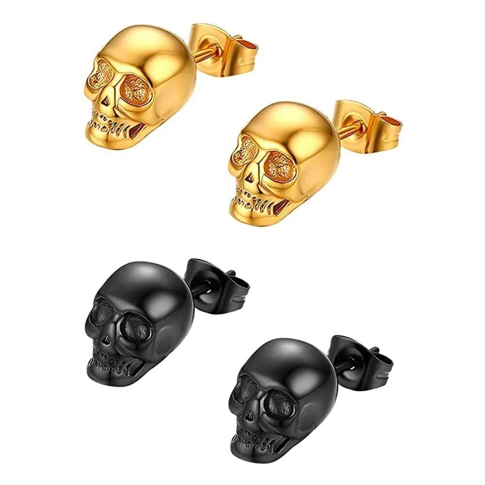 Hiphop Style Skeleton Stud Earrings Creative Mini Ear Clip Personality Earrings  Unisex