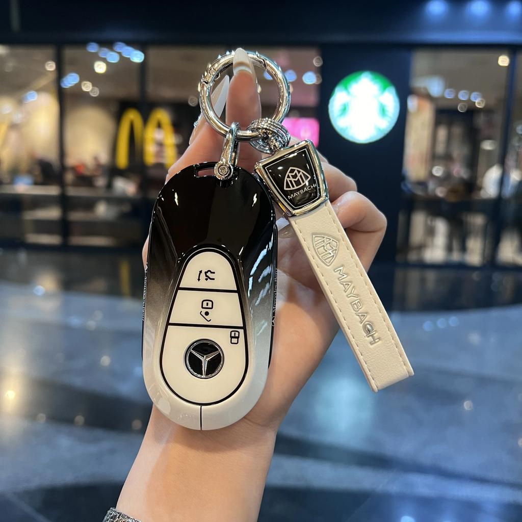 RPO5 Car Alloy Key Case Key Bag Shell For Mercedes Benz 2022 C S Class W206 W223 S350 C260 C300 S400 S450 S500 Key Shell Protector