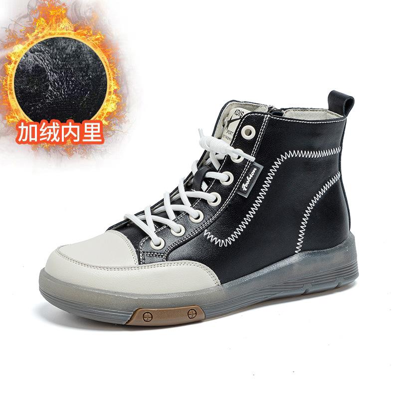 

Real leather high top single shoe women s 2026 plus size short boots cowhide sole side zipper short boots 39