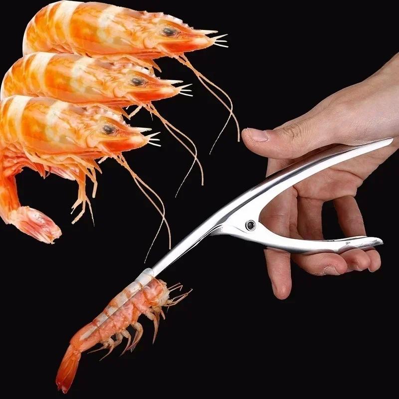1 Pcs Stainless Steel Shrimp Peeler Portable Shrimp Removal Clip Home Kitchen Tool Lobster Sheller Shrimps Back Opening Tools
