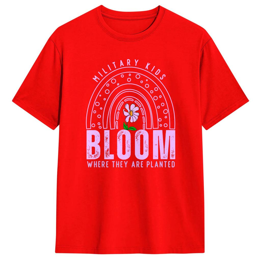 Streetwear T Shirt Military Kid Dandelion Bloom Where TheyRe Planted Purple Up Pure Cotton T Shirts for Unisexs Summer Clothes