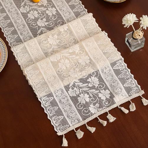 Lace Hollow Fringed Piano Cover Towel Coffee Table Lace Tablecloth Porch Cabinet Tablecloth Table Flag Long Tablecloth