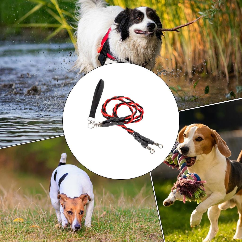 Double Dog Rope Padded Handle Heavy Duty Cable Walking Double Cable For Two Puppy For Small Medium Large Breed Puppy Walking