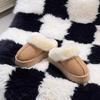 Cowhide Version~ Slippers Women Wear Winter Fur Integrated Thick-soled Bag Head Fluffy Slippers Plush Snow Boots Cotton Shoes