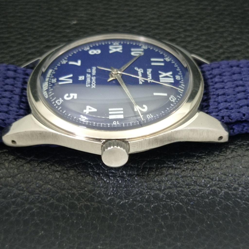 USED MENS HMT JANATA HAND-WINDING INDIAN BLUE COLOR DIAL WATCH a432773-2 R113-a432773