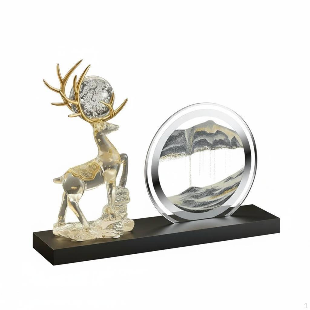 Luxury Creative Deer Figurine, Resin Sand Art Desktop Decor, Office Living Room Orange