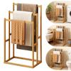 Wood Vertical Towel Rack with 3 Hanging Crossbars 3 Tier Standing Towel Rack Floor Towel Rack for Bathroom Dorm Bedroom Pool
