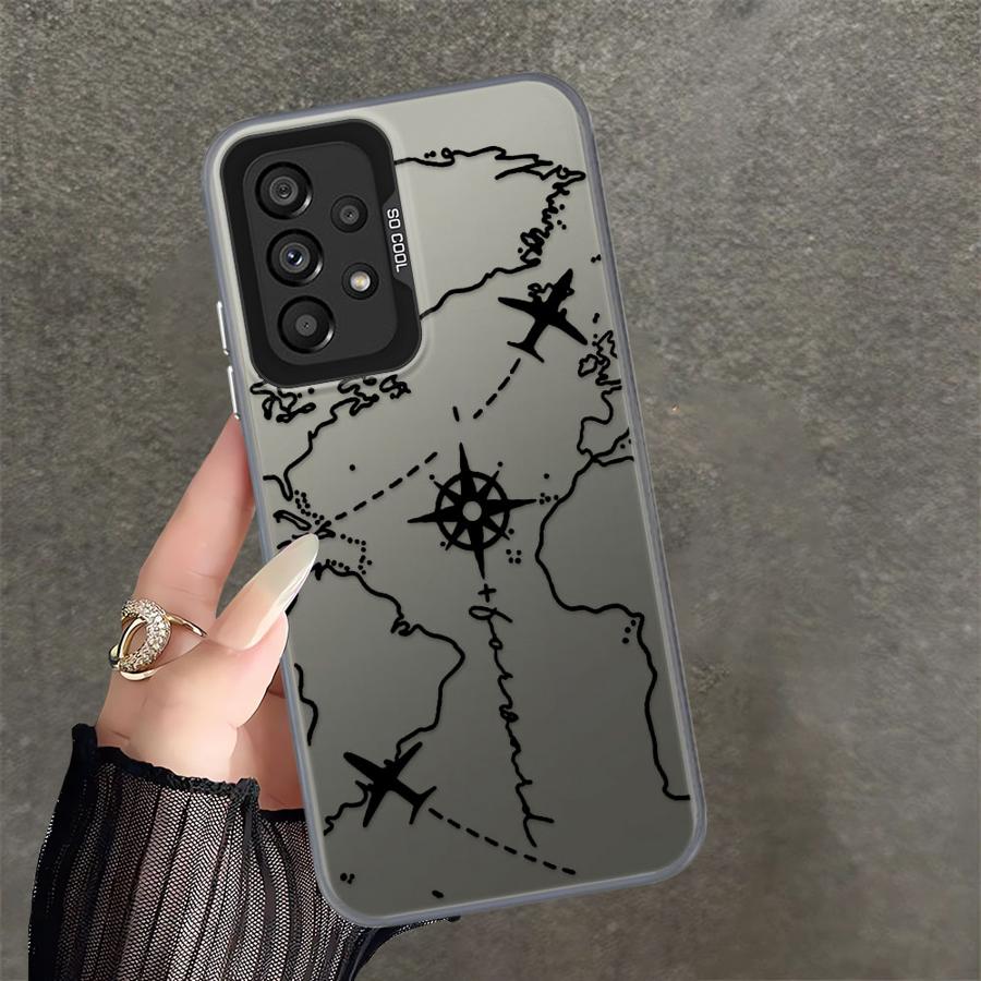 Phone Cover Case for Samsung Galaxy A54 A23 A71 A13 A32 A36 A17 A52 A16 A34 A25 A73 A72 A12 A14 A56 Airplane Route