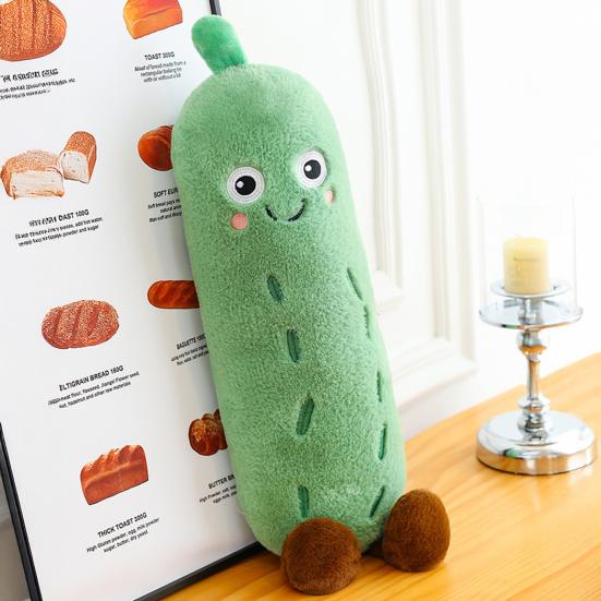 Smil Agurk Plysjdukke Bedårende Grønnsaks-Emotikon Kastepute Myk Utstoppet Grønnsaksleke Dekorative Gaver