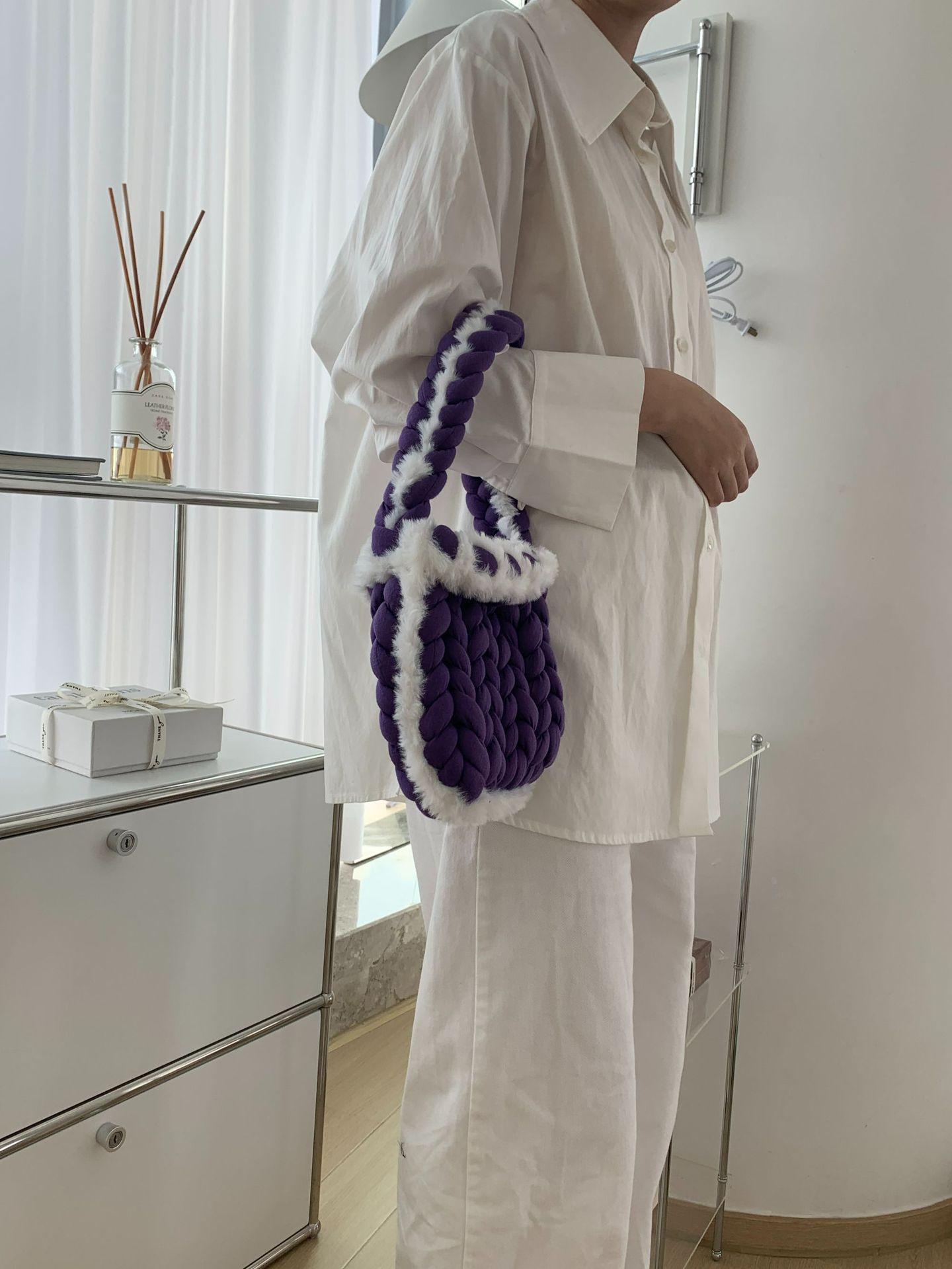 

2024 чисті жіночі сумки ручної роботи з нішевим дизайном популярні нові моделі 20*8*21 темно-фіолетовий колір