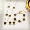 High-Quality Stainless Steel Five-Leaf Flower Set Bracelet Necklace Earrings Simple For Woman Party Birthday Zircon Gift Clover