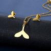 Fashionable And Minimalist Design Gold Plated Stainless Steel  Set Fishtail Pendant Necklace and Earring Set