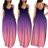 Women Gradient Sleeveless V Neck Maxi Dress Casual Sundress Beach Long Dres